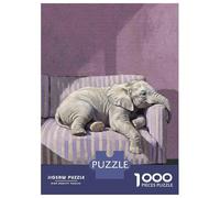 Rompecabezas para Adolescentes De 1000 Piezas Resting Elephant on Striped Couch Rompecabezas para Adultos Juguete Decoración De Pared Corte De Precisión para Cumpleaños, Navidad 38x26cm/1000pcs