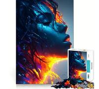 Rompecabezas para Adolescentes de 1000 Piezas,Retrato Abstracto Azul y Naranja,Encaje, Juguete Creativo,Juego para el Tiempo Libre,Regalo de decoración navideña 38x52cm