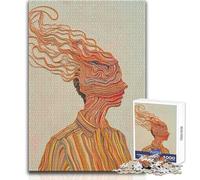 Rompecabezas para Adolescentes de 1000 Piezas, Retrato Abstracto con Rayas, Juguetes, Juegos educativos, desafío difícil, Regalo de Amigo Secreto, tamaño 50x75cm