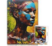 Rompecabezas para Adolescentes de 1000 Piezas, Retrato Abstracto con Salpicaduras, Juguetes, Juegos educativos, desafío difícil, Regalo de Amigo Secreto, tamaño 38x26cm
