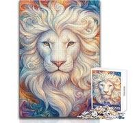 Rompecabezas para Adolescentes de 1000 Piezas, Retrato Abstracto de león Blanco, Juguetes educativos, desafío difícil, Regalo de Amigo Secreto, tamaño 38x26cm