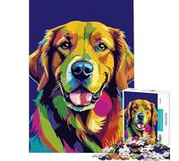 Rompecabezas para Adolescentes de 1000 Piezas Retrato Colorido de Golden Retriever Estilo Pop Art Juego de ingenio Juguetes educativos Regalo para cumpleaños dificultad Alta (tamaño 38x52cm)