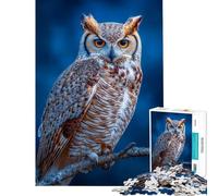 Rompecabezas para Adolescentes de 1000 Piezas Retrato de búho cornudo en una Rama Rompecabezas de 1000 Piezas Juguetes antiestrés Decoración del hogar Juego Educativo Familiar (75x50cm)