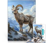 Rompecabezas para Adolescentes de 1000 Piezas Retrato de Cabra montés Juego de Preguntas con Piezas de Formas aleatorias Que se entrelazan Completamente 52x38cm