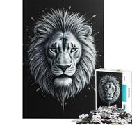Rompecabezas para Adolescentes de 1000 Piezas Retrato de león a lápiz desafío Educativo Juego de ingenio difícil para Mayores de 14 años 38x26cm