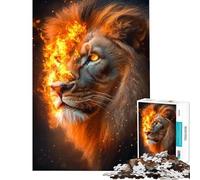Rompecabezas para Adolescentes de 1000 Piezas Retrato de león ardiente desafío Educativo Juego de ingenio difícil para Mayores de 14 años 38x52cm
