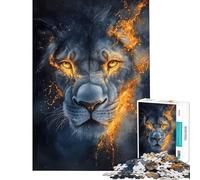 Rompecabezas para Adolescentes de 1000 Piezas Retrato de león ardiente Ideal para cumpleaños y Navidad Juego práctico de dificultad Alta para Mayores de 14 años (38x52cm)