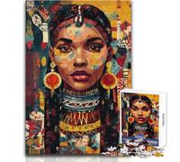 Rompecabezas para Adolescentes de 1000 Piezas, Retrato de Mujer Africana con Joyas Tribales, Juguetes educativos, desafío difícil, Regalo de Amigo Secreto, tamaño 38x52cm
