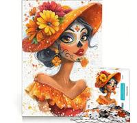Rompecabezas para Adolescentes de 1000 Piezas: Retrato de Mujer del Día de Muertos, Juegos relajantes, interacción Entre Padres e Hijos, Juego de desafío único 38x26cm