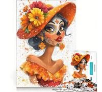 Rompecabezas para Adolescentes de 1000 Piezas: Retrato de Mujer del Día de Muertos, Juegos relajantes, interacción Entre Padres e Hijos, Juego de desafío único 38x52cm