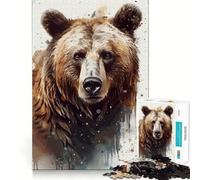 Rompecabezas para Adolescentes de 1000 Piezas,Retrato de Oso Pardo en Acuarela,Juego de articulaciones firmes,Juego cognitivo,Juguete Divertido,decoración navideña,Regalo (50x75cm)