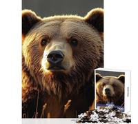 Rompecabezas para Adolescentes de 1000 Piezas Retrato de Oso Pardo en luz Dorada Juego práctico de dificultad Alta Juguetes antiestrés Que mejoran el Amor Entre Parejas (75x50cm)