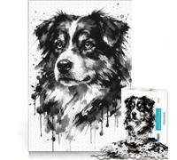 Rompecabezas para Adolescentes de 1000 Piezas Retrato de Tête De Berger Australien Juego Educativo Difícil Colección de Artistas Bellas Artes 38x26cm