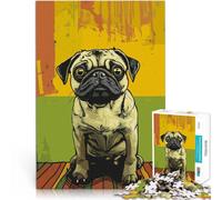 Rompecabezas para Adolescentes de 1000 Piezas Retrato de un Pug Juguete Educativo para aliviar el estrés para la decoración del hogar 75x50cm