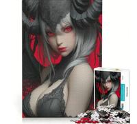 Rompecabezas para Adolescentes de 1000 Piezas: Retrato de una Chica Demonio con Ojos Rojos, Juegos educativos, Mejora la Memoria, Regalo de cumpleaños, Regalos 38x52cm