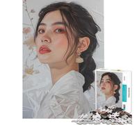 Rompecabezas para Adolescentes de 1000 Piezas Retrato de una Mujer con Flores Juego Educativo Juguete desafiante para Toda la Familia Un Gran Regalo para los Amantes de los Juegos (Tamaño 38x52cm)