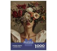 Rompecabezas para Adolescentes De 1000 Piezas Retro Floral Woman Flower Rompecabezas para Adultos Juguete Decoración De Pared Carrera De Velocidad Manual Desafío Educativo 38x26cm/1000pcs