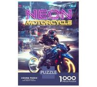 Rompecabezas para Adolescentes De 1000 Piezas Retro Neon Motorcycle Rompecabezas para Adultos Juego De Ingenio para Mejorar La Memoria Actividades Divertidas En Casa 38x26cm/1000pcs