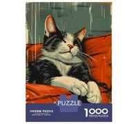 Rompecabezas para Adolescentes De 1000 Piezas Retro Tuxedo Cat Sleeping Rompecabezas Juguetes Antiestrés Corte De Precisión Cumpleaños 52x38cm/1000pcs