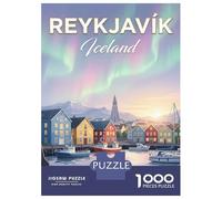 Rompecabezas para Adolescentes De 1000 Piezas Reykjavik Iceland Aurora Borealis Rompecabezas para Adultos Juegos Divertidos Desafío Difícil Regalo De Cumpleaños, Regalos, 70x50cm/1000pcs