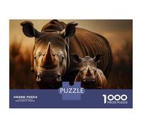 Rompecabezas para Adolescentes De 1000 Piezas Rhino Family in African Safari Rompecabezas para Adultos Juegos Relajantes Corte De Precisión Diversión En Casa Actividades, 70x50cm/1000pcs