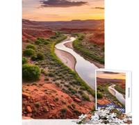 Rompecabezas para Adolescentes de 1000 Piezas Río del Desierto al Atardecer Rompecabezas de 1000 Piezas Juegos relajantes Gran Regalo para Jugar y Mejorar la Memoria (50x75cm)
