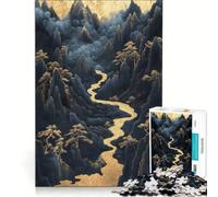 Rompecabezas para Adolescentes de 1000 Piezas Río Dorado a través de Las Montañas, Juguete antiestrés, desafío difícil, fortalece el Amor Entre Parejas 38x26cm