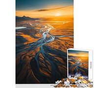 Rompecabezas para Adolescentes de 1000 Piezas: Río Groenlandia Atardecer Juguete Educativo Gran Regalo y Juegos Divertidos para fomentar el Amor en Pareja (tamaño 38x52cm)
