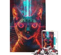 Rompecabezas para Adolescentes de 1000 Piezas Ritual del Gato Antiguo Actividades Divertidas para Hacer en casa decoración del hogar Juego práctico para Mayores de 14 años (38x52cm)