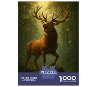 Rompecabezas para Adolescentes De 1000 Piezas Roaring Stag in Forest Rompecabezas para Adultos Juego De Ingenio Decoración De Pared Difícil Y Desafiante 70x50cm/1000pcs
