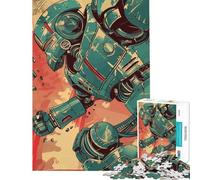 Rompecabezas para Adolescentes de 1000 Piezas Robot Azul Retro Corriendo desafío Educativo decoración para el hogar Juego Educativo para Mayores de 14 años (38x52cm)