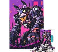 Rompecabezas para Adolescentes de 1000 Piezas Robot ciberpunk con Orejas de Oso Juguete Intelectual para Actividades educativas en Familia Regalo de cumpleaños (tamaño 50x75cm)