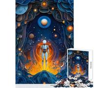 Rompecabezas para Adolescentes de 1000 Piezas Robot explorando un Mundo Surrealista Juegos educativos para la diversión Familiar Juguetes antiestrés Regalo Ideal para Toda la Familia (38x26cm)