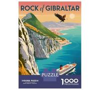 Rompecabezas para Adolescentes De 1000 Piezas Rock of Gibraltar Travel Rompecabezas Juegos Relajantes Difícil Difícil Diversión Actividades En Casa, 38x26cm/1000pcs