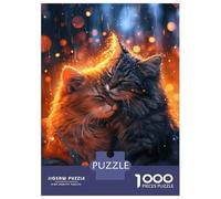 Rompecabezas para Adolescentes De 1000 Piezas Romantic Cat Couple Rompecabezas para Adultos Juego De Ingenio para Mejorar La Memoria Actividades Divertidas En Casa 52x38cm/1000pcs