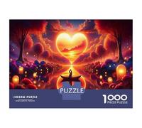 Rompecabezas para Adolescentes De 1000 Piezas Romantic Sunset Heart Rompecabezas para Adultos Juego De Ingenio Decoración De Pared Regalos para Reducir El Estrés 38x26cm/1000pcs