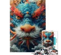 Rompecabezas para Adolescentes de 1000 Piezas Rompecabezas de dragón de Feliz Año Nuevo para Adultos Juego práctico de análisis y lógica cumpleaños (tamaño 38x26cm)