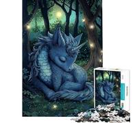 Rompecabezas para Adolescentes de 1000 Piezas Rompecabezas de dragón y Unicornio durmiendo Juego de ingenio Carrera de Velocidad Manual Ayuda a ejercitar el Cerebro (Tamaño 38x26cm)