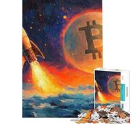Rompecabezas para Adolescentes de 1000 Piezas Rompecabezas de Lanzamiento de Cohete Bitcoin para Adultos Juegos Divertidos Que mejoran la Memoria Juego desafiante Regalos (tamaño 38x52cm)