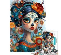 Rompecabezas para Adolescentes de 1000 Piezas Rompecabezas de Retratos del Día de Muertos para Adultos Juego práctico Una Obra de Arte Interacción Entre Padres e Hijos (tamaño 50x75cm)