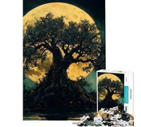 Rompecabezas para Adolescentes de 1000 Piezas Rompecabezas del árbol de la Luna Llena para Adultos Juguetes antiestrés Divertidos y con Humor Interacción Entre Padres e Hijos (tamaño 50x75cm)