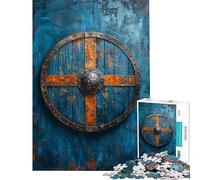 Rompecabezas para Adolescentes de 1000 Piezas Rompecabezas del Escudo Vikingo Juego de ingenio Carrera de Velocidad Manual Ayuda a ejercitar el Cerebro (tamaño 38x26cm)