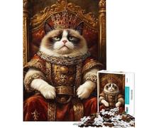 Rompecabezas para Adolescentes de 1000 Piezas Rompecabezas del Rey Gato Gruñón para Adultos Juego de ingenio análisis y lógica Regalos para Amigos y Familiares (tamaño 38x52cm)