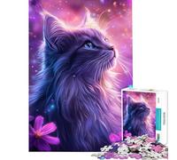 Rompecabezas para Adolescentes de 1000 Piezas Rompecabezas Mirada Felina Encantada para Adultos Juguetes antiestrés decoración de Pared Regalos para Amigos y Familiares (tamaño 38x52cm)