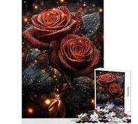 Rompecabezas para Adolescentes de 1000 Piezas Rosas Rojas con Gotas de rocío Juego Educativo decoración de Pared Juguetes Lista de Deseos con Papá Noel (52x38cm)