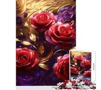 Rompecabezas para Adolescentes de 1000 Piezas Rosas Rojas y moradas con Dorado Juguetes de decoración para el hogar Regalos de Amigo Secreto Juegos Familiares Ejercicios cerebrales tamaño 38x26cm