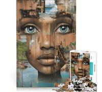 Rompecabezas para Adolescentes de 1000 Piezas: Rostro de una Mujer Africana, Juego de ingenio, interacción Entre Padres e Hijos, Regalo de cumpleaños, obsequios 38x52cm