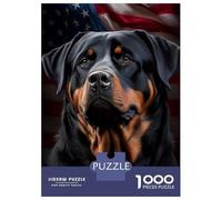 Rompecabezas para Adolescentes De 1000 Piezas Rottweiler USA Flag Rompecabezas para Adultos Juegos Relajantes Desafío Difícil Cumpleaños 70x50cm/1000pcs