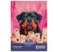 Rompecabezas para Adolescentes De 1000 Piezas Rottweiler with Toilet Paper Painting Rottweiler Bathroom Poster Rompecabezas para Adultos Juegos Familiares Pero Divertidos Y Humorísticos Desafío Educa