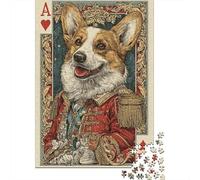 Rompecabezas para Adolescentes De 1000 Piezas Royal Corgi Playing Card Rompecabezas para Adultos Juego De Ingenio Patrón De Ensamblaje Cumpleaños Y Navidad 38x26cm/1000pcs